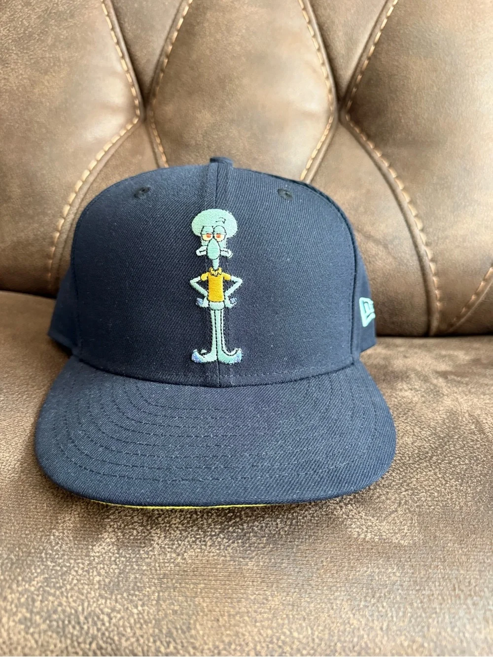 New Era Navy fitted hat with squidward  SpongeBob SquarePants